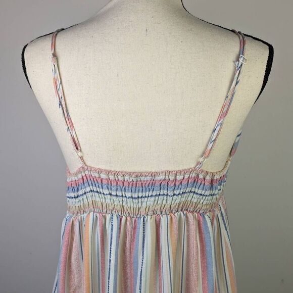 Vici Women’s Small Multi Colored Striped Sundress Maxi Sleeveless Open Summer - Picture 4 of 11